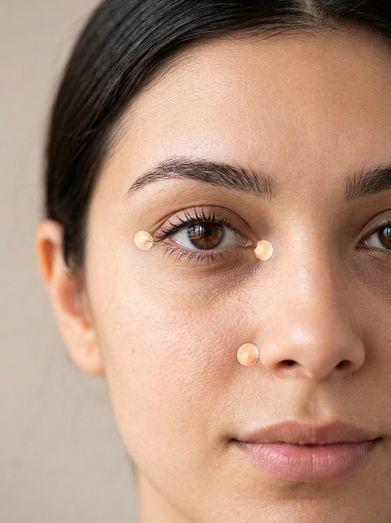 Applying strategic dots of concealer for lifting quick everyday makeup hacks.