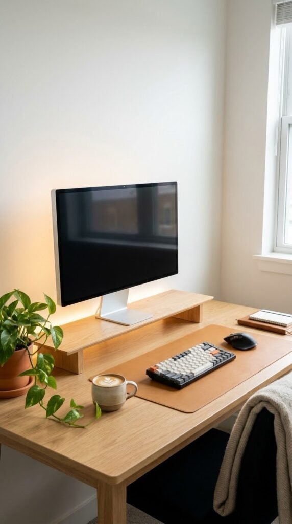 WFH Desk Setup, Aesthetic Workspace, Minimalist Desk, Budget Home Decor, DIY Desk Makeover, Cable Management Hacks, Cozy Office Vibes, Desk Setup Ideas, Room Decor
